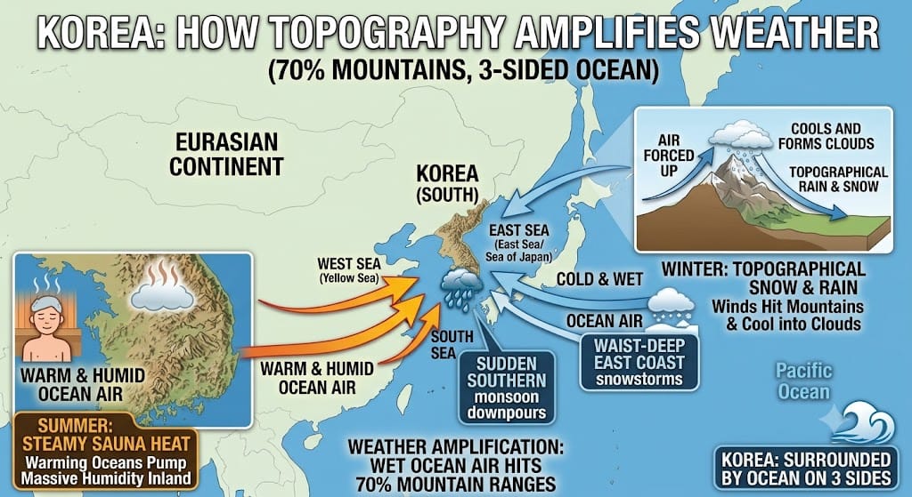 The Magic of 70% Mountains and a 3-Sided Ocean