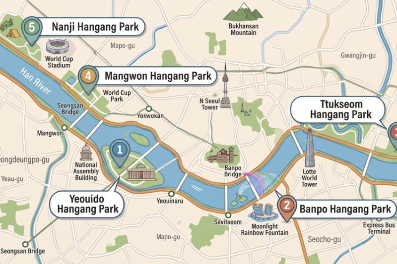 five main han river parks map