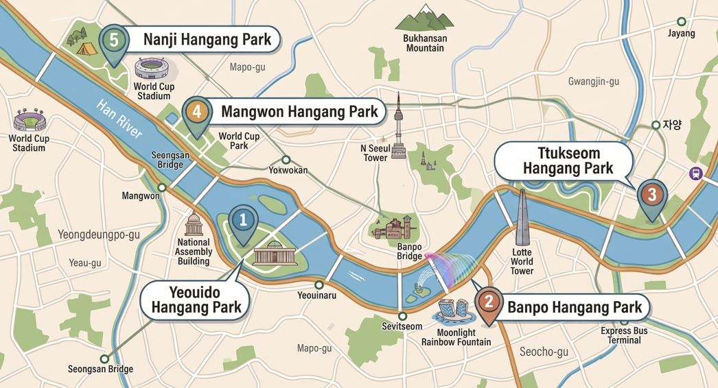 five main han river parks map