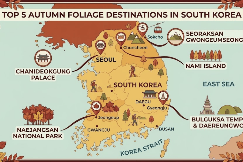 Korea’s Top 5 Autumn Foliage Spots & Best Times to Visit by Region
